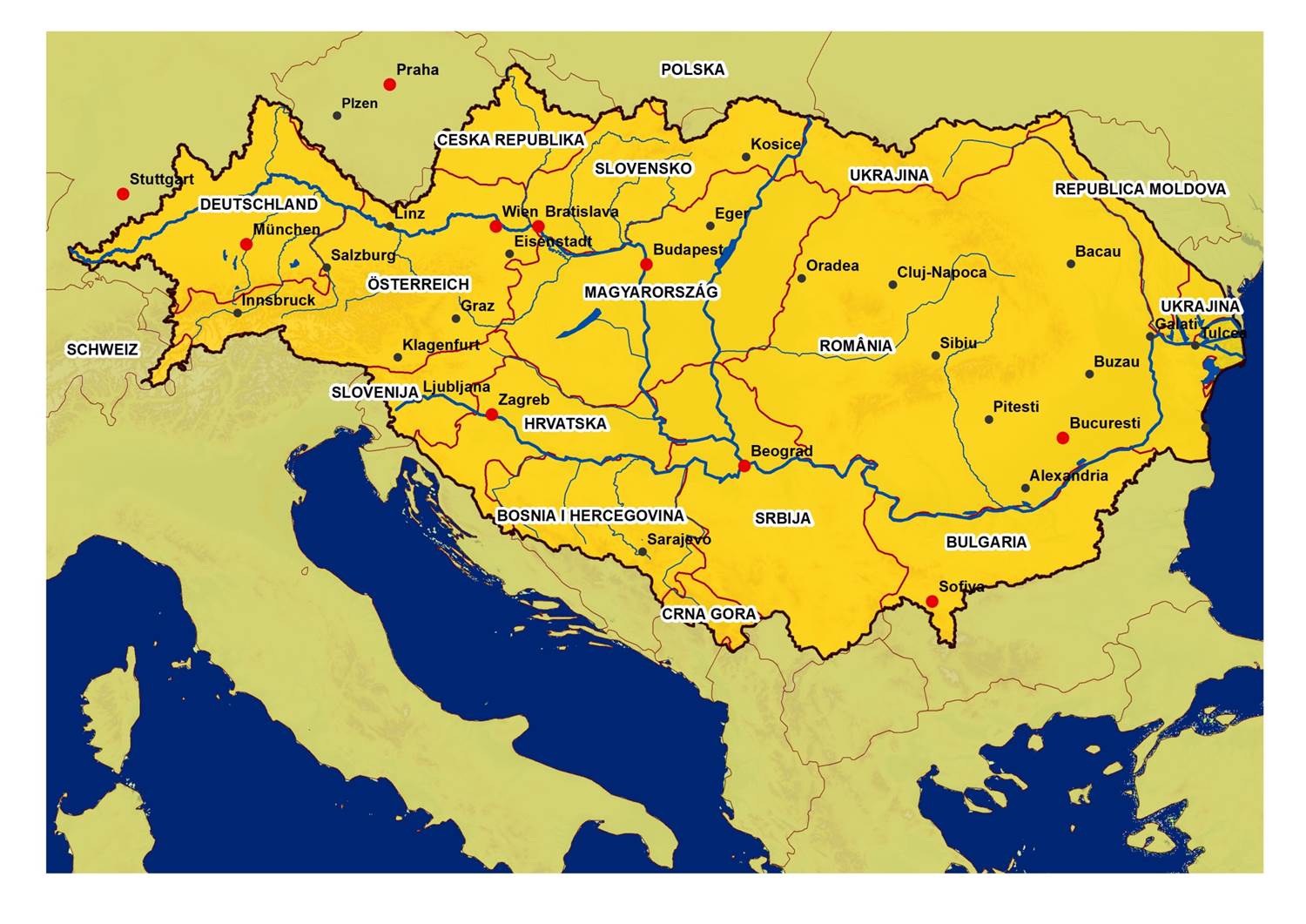 Река дунай карта