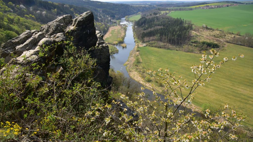 Aerial view of the Danube in the Czech Republic 