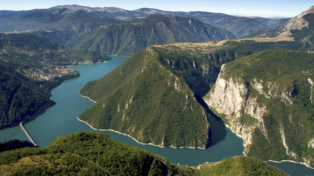 © Miroslav Jeremic Areal view of the Piva Lake in Montenegro