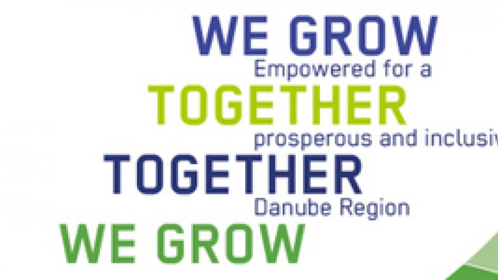 Image text: WE GROW Empowered for a TOGETHER prosperous and inclusive TOGETHER Danube Region WE GROW