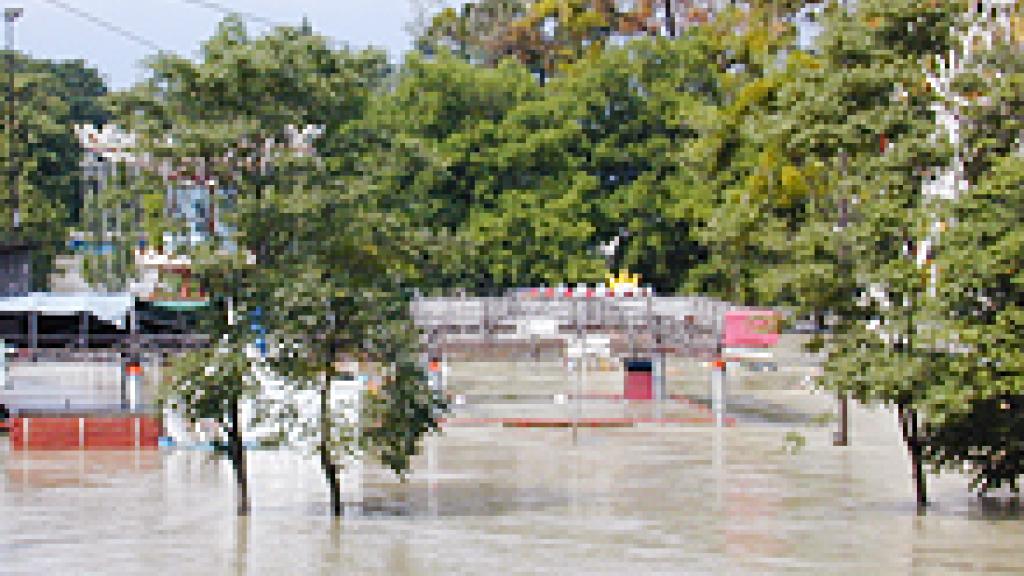 A flooded street 