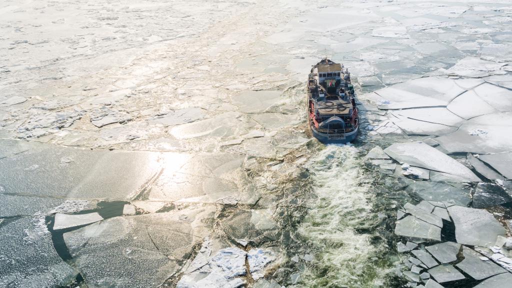 Boat in frozen waters 