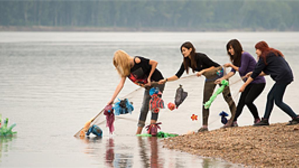 A group of young women near a body of water
