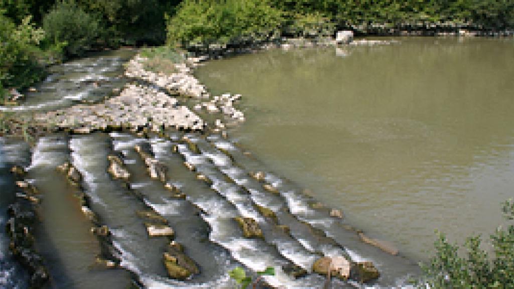 A river running through a body of water