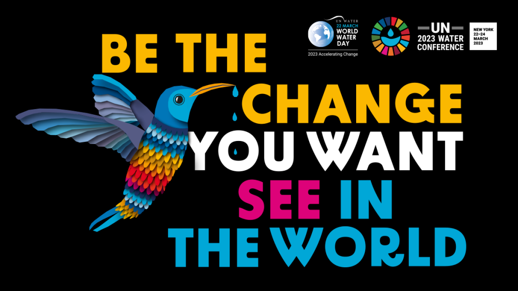 Text in the image: Be the change you want see in the world
