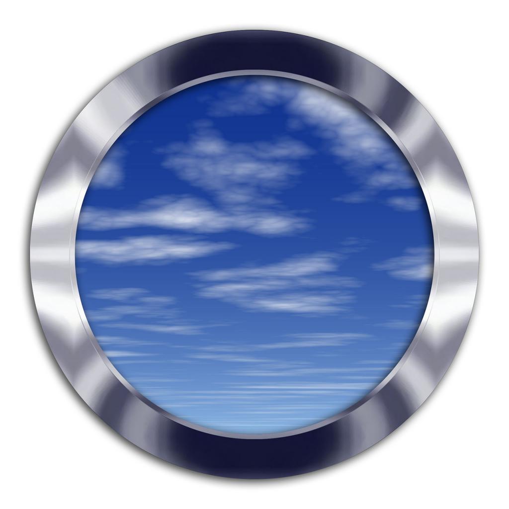 Image of a circular window on the sky and the clouds  