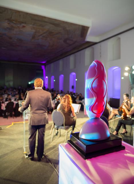 a group of people standing in a room