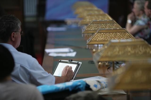 a man sitting on a table