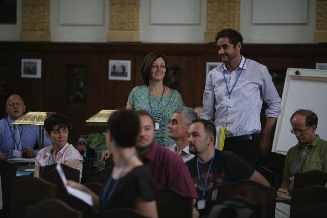 a group of people in a room