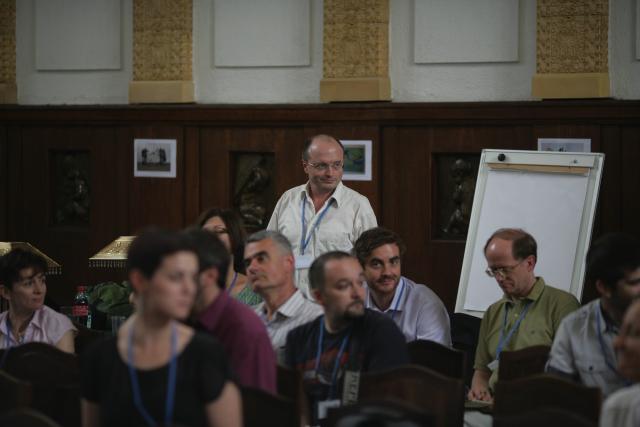 a group of people in a room