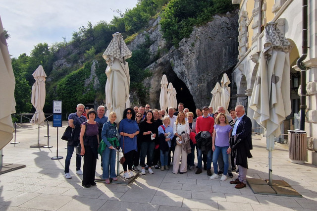 Group photo at a cave 