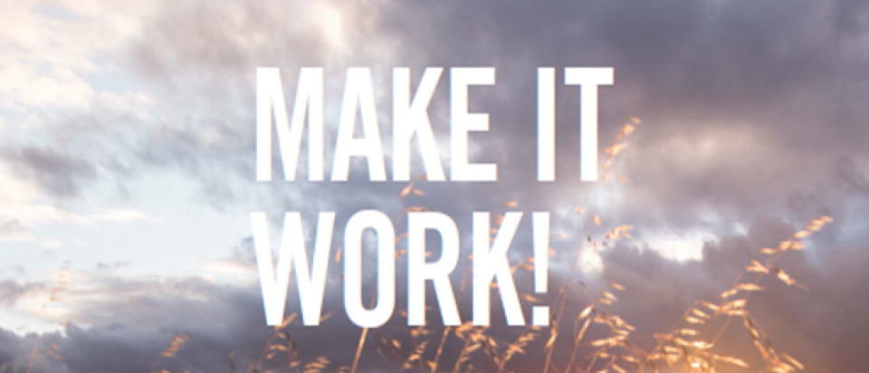 image of a field at dawn with the text: Make it work!